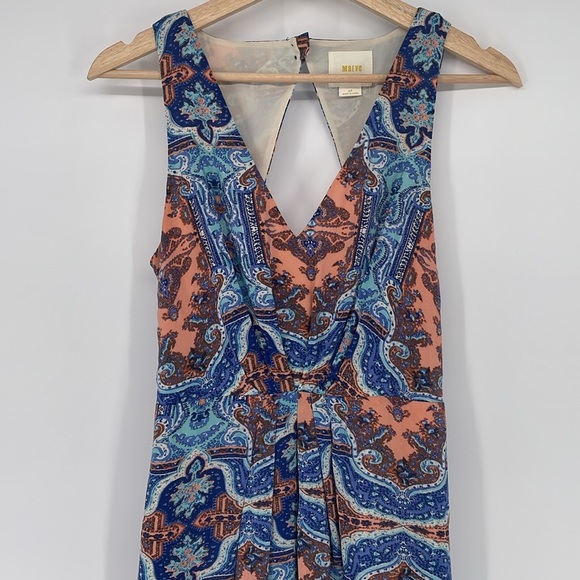 Maeve X Anthropologie 100% Silk Medallion Paisley  Maxi Dress W/ Pockets Size 4P - Picture 3 of 7